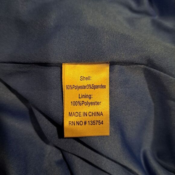 Young Threads Zig Zag Bodycon 3/4 Sleeve Dress Blue Orange Darts Women's size L - Picture 9 of 10